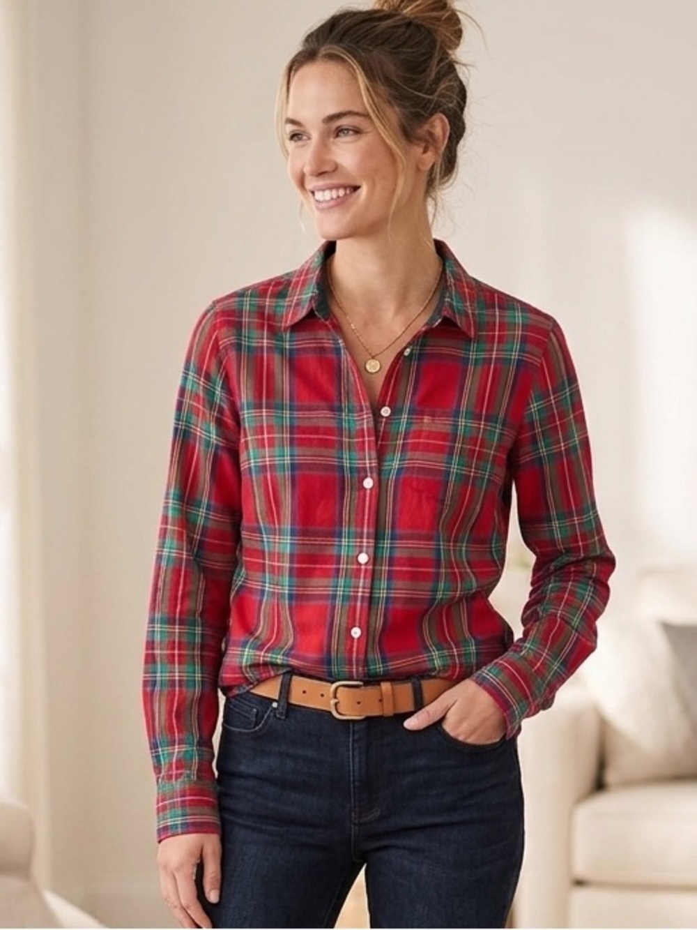 Vineyard Vines Red Plaid Button-Up Shirt Size 0